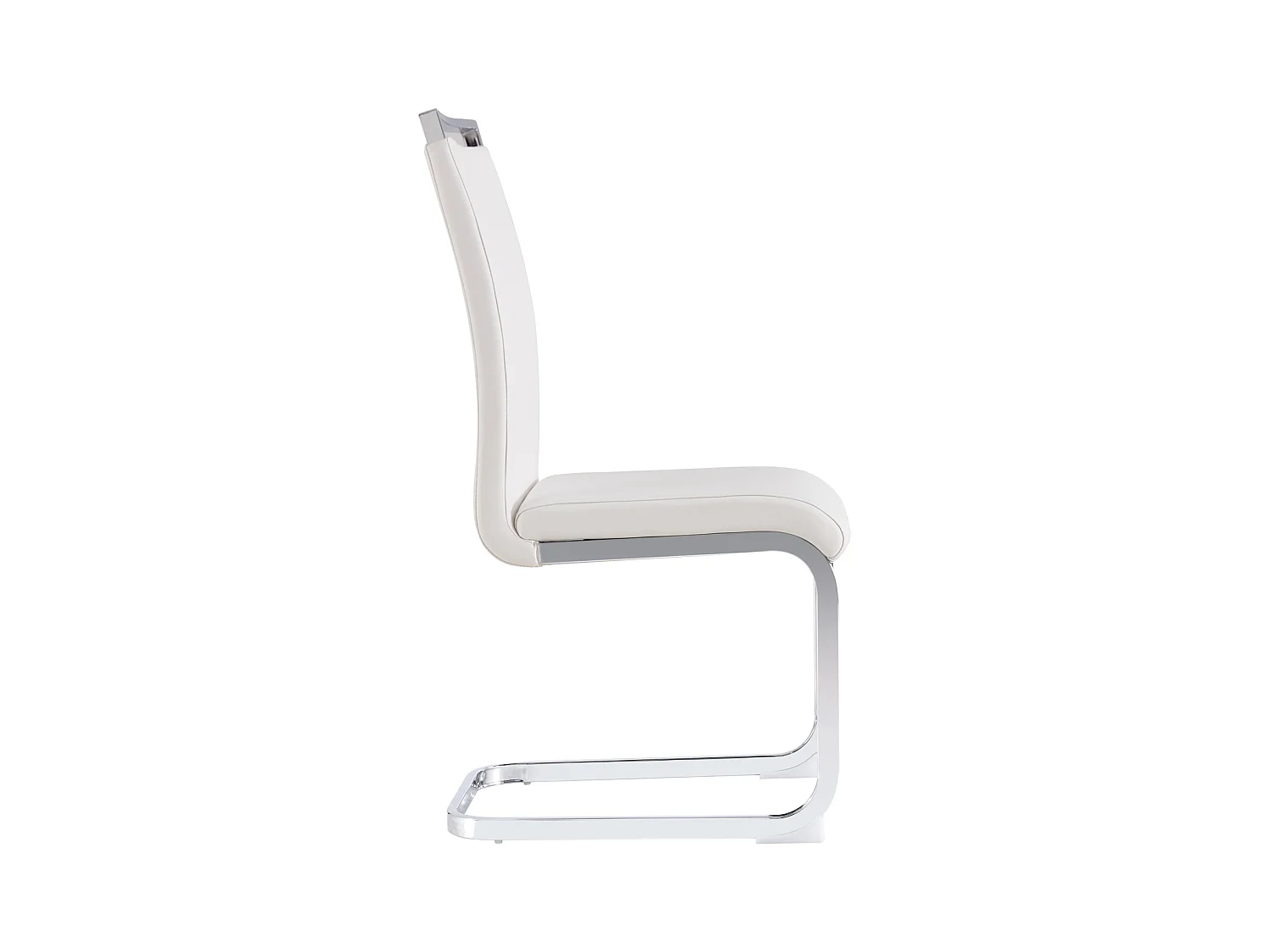 Chaise à piétement luge Lot de 4 - Piétement en métal chromé Pouvant supporter jusqu'à 120 kg Rembourrage souple avec housse en similicuir - Blanc
