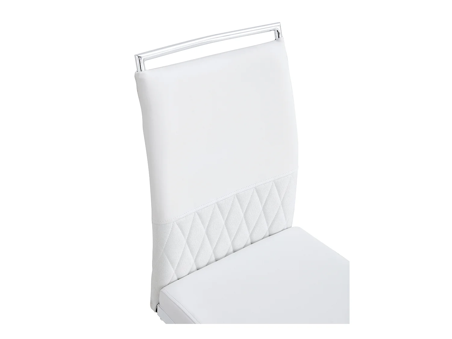 Modernes Esszimmerstuhl-Set, 6 Stück – Hohe Rückenlehne, gepolsterte Beine, Stuhl mit gekreuzten Streifen, Rückenlehne für Esszimmer, Küche, Bürostuhl – Weiß