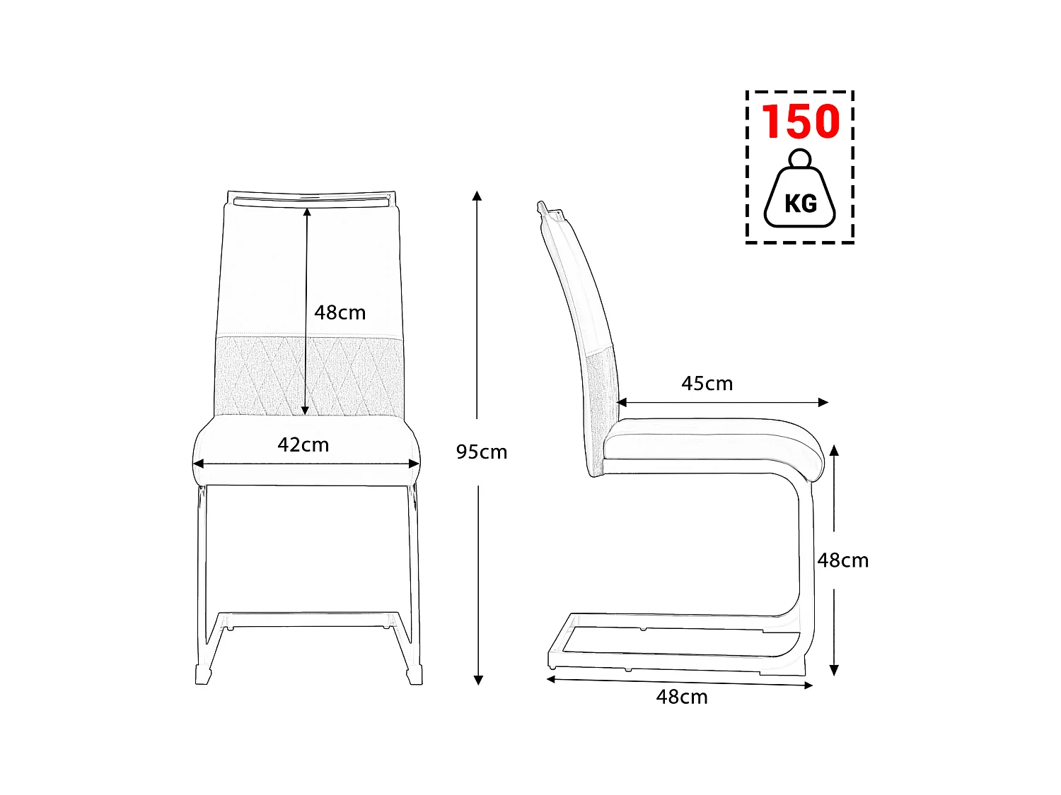 Modernes Esszimmerstuhl-Set, 6 Stück – Hohe Rückenlehne, gepolsterte Beine, Stuhl mit gekreuzten Streifen, Rückenlehne für Esszimmer, Küche, Bürostuhl – Weiß