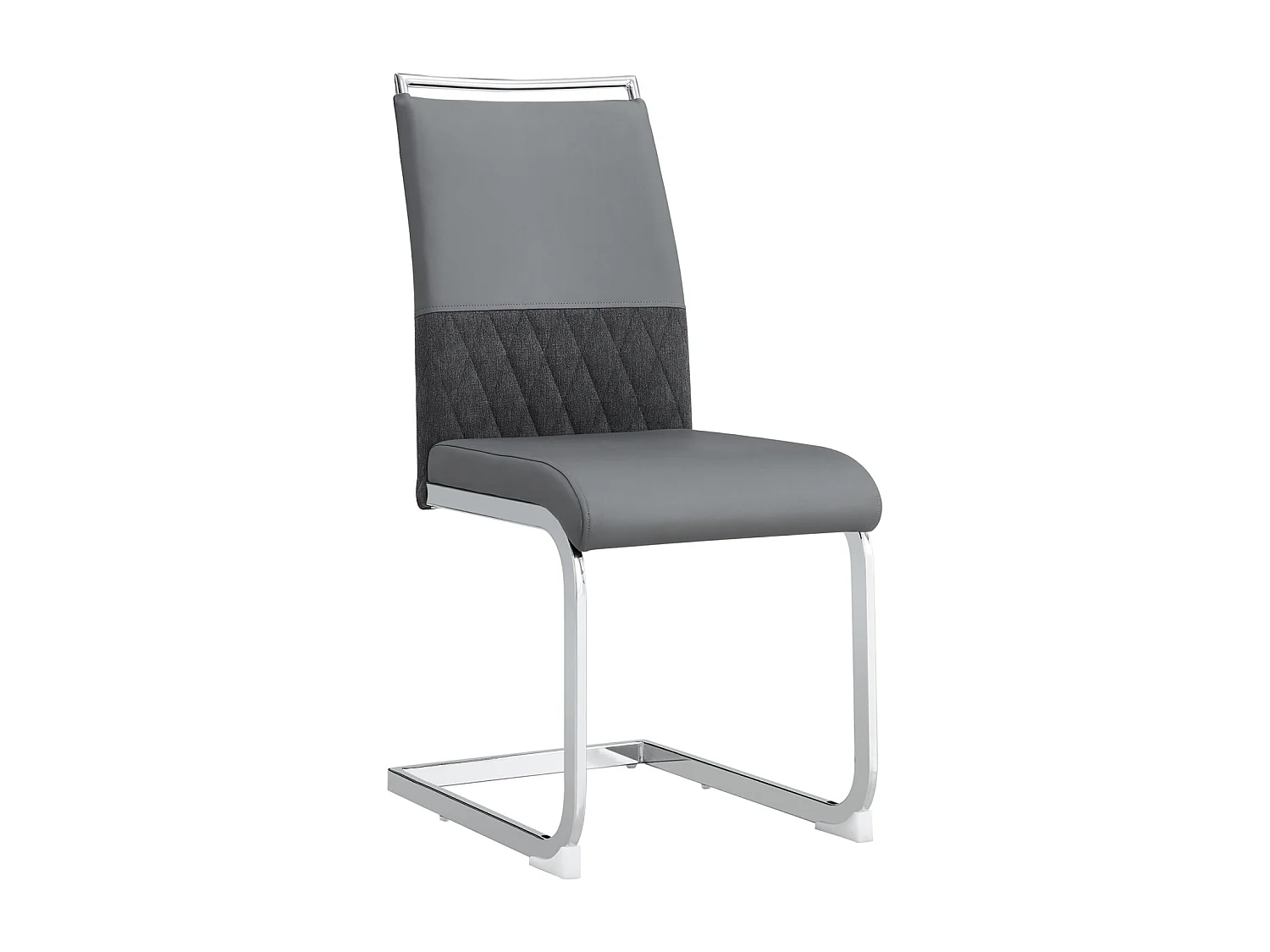 Modernes Esszimmerstuhl-Set, 4 Stück – Hohe Rückenlehne, gepolsterte Beine, Stuhl mit gekreuzten Streifen, Rückenlehne für Esszimmer, Küche, Bürostuhl – Grau