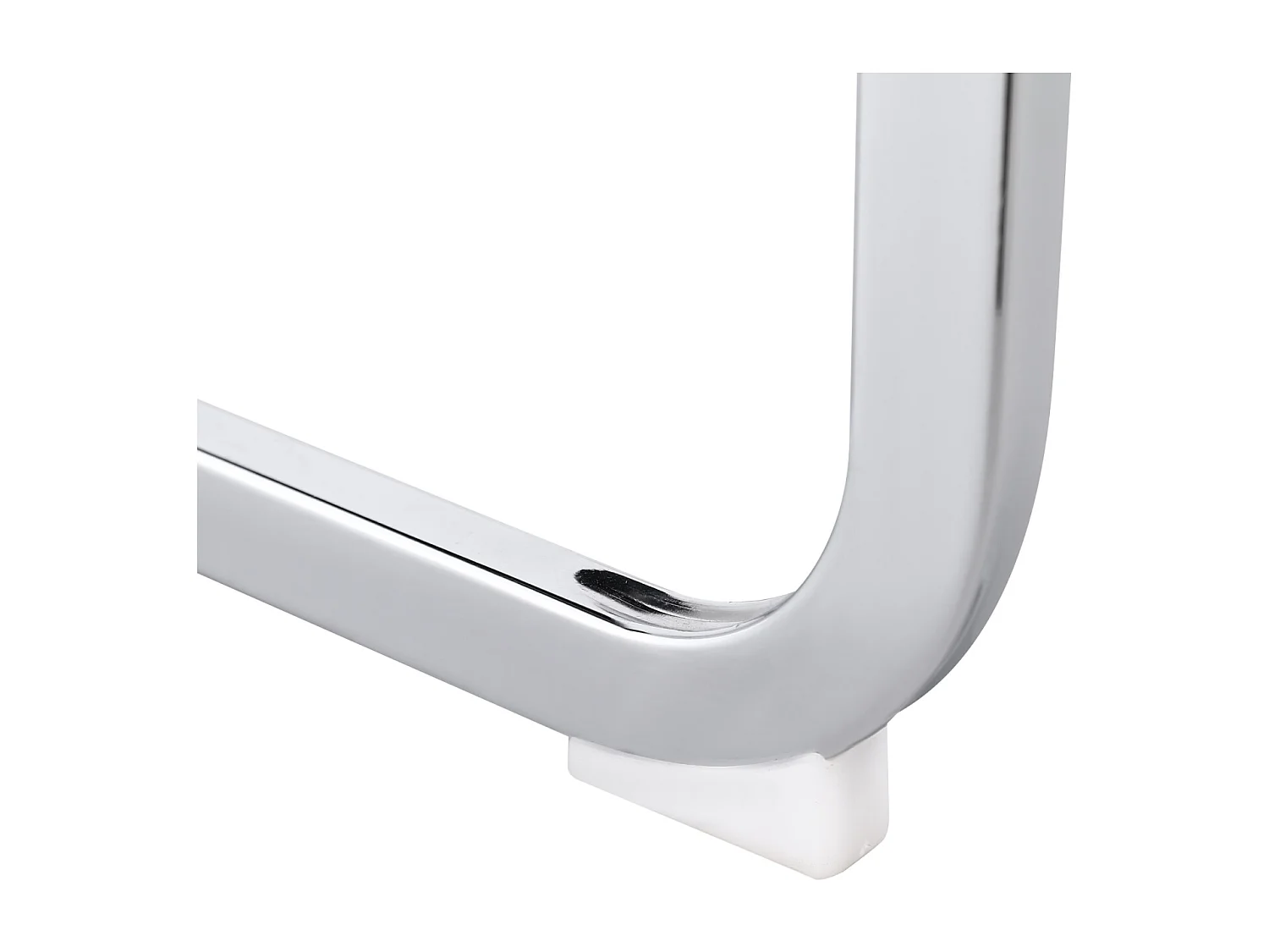 Lot de 4 chaise de piétement luge, structure en métal chromé, charge max 150 kg, tissu en cuir artificiel PU, 41x41x90cm, blanc