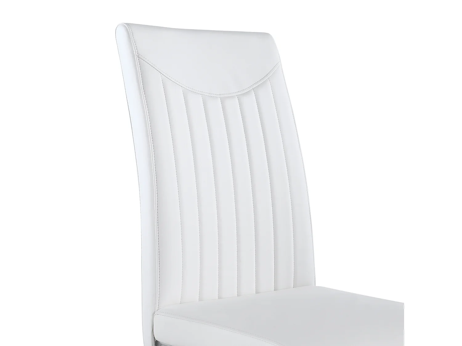 Lot de 4 chaise de piétement luge, structure en métal chromé, charge max 150 kg, tissu en cuir artificiel PU, 41x41x90cm, blanc