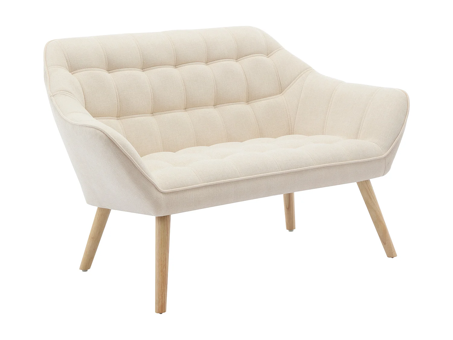 Tweezitsbank en fauteuil van beige stof CASERTA
