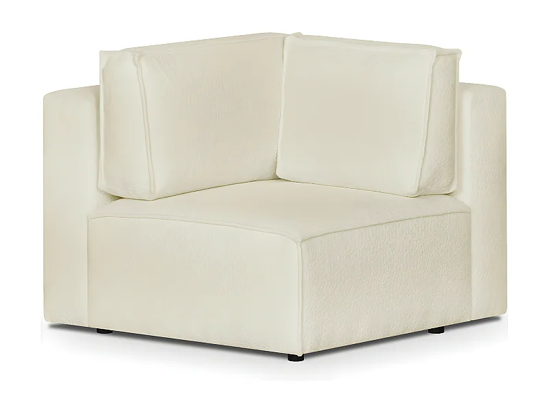 Module d'angle à droite en tissu bouclé écru - Harper Mod