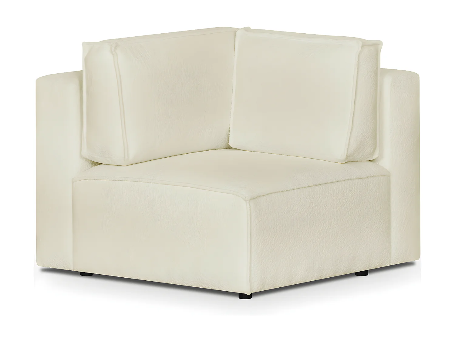 Module d'angle à droite en tissu bouclé écru - Harper Mod