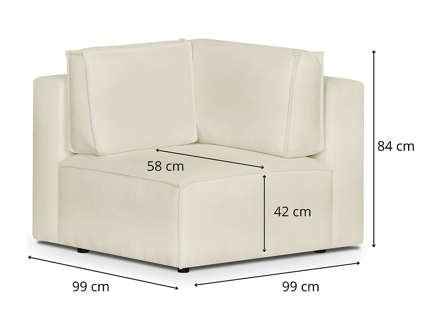 Module d'angle à gauche en tissu bouclé écru - Harper Mod