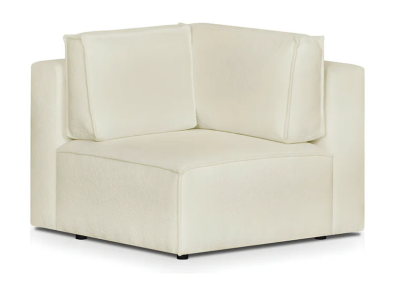 Module d'angle à gauche en tissu bouclé écru - Harper Mod