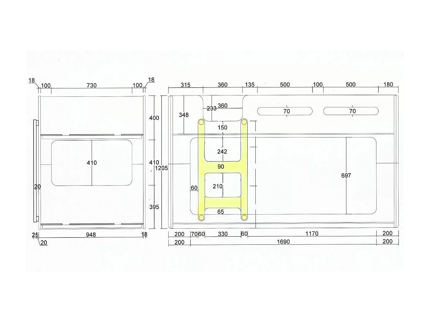 Beliche LUCA BB005 90x200 cm Branco