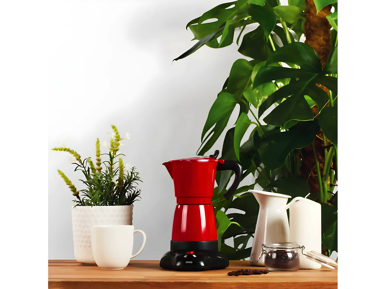 Cafetière italienne électrique rouge 6 tasses