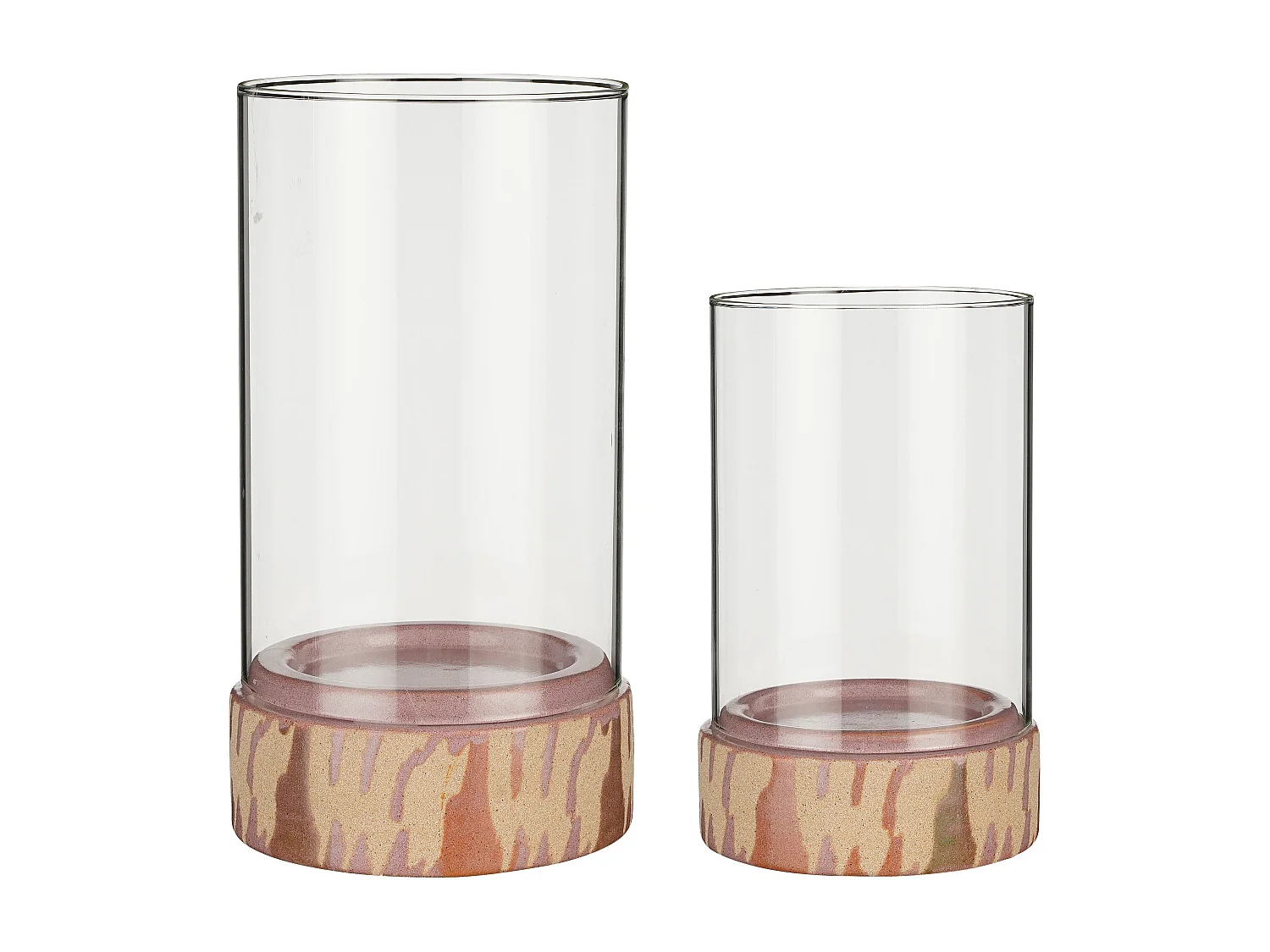 Chandelier en argile etverre - 19 x 19 x 35 - Rose, beige - JAVI