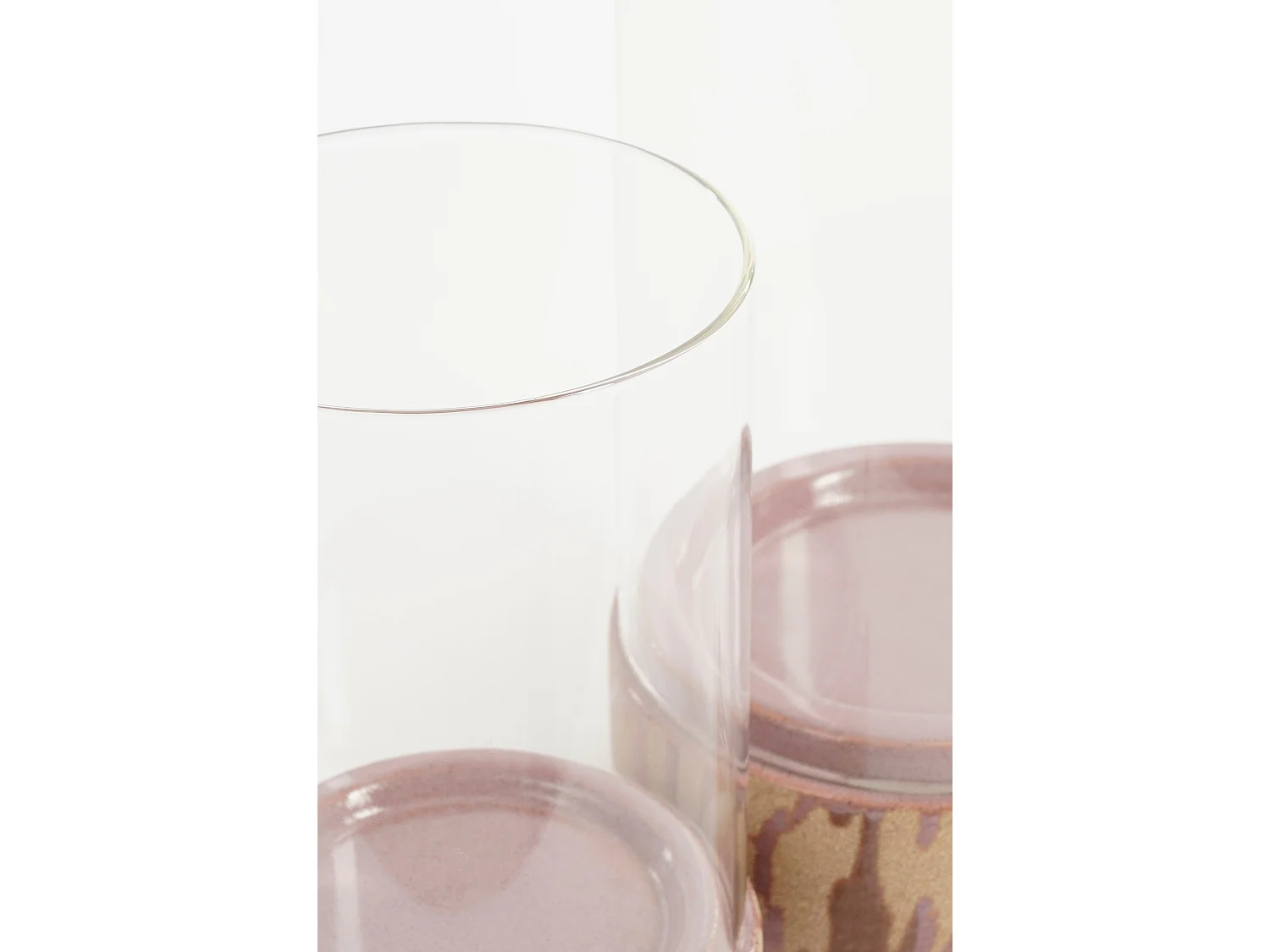 Chandelier en argile etverre - 19 x 19 x 35 - Rose, beige - JAVI