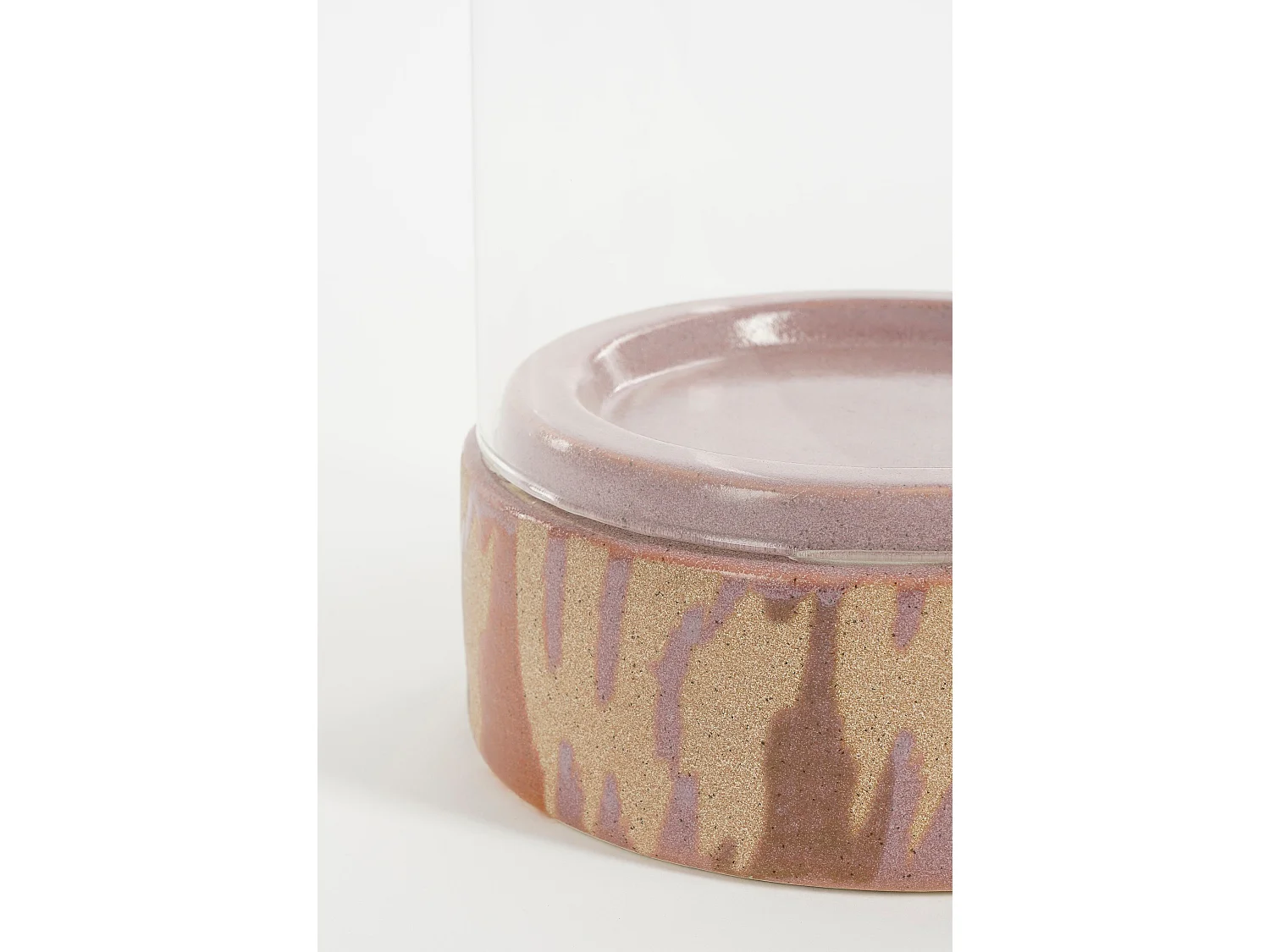 Chandelier en argile etverre - 19 x 19 x 35 - Rose, beige - JAVI