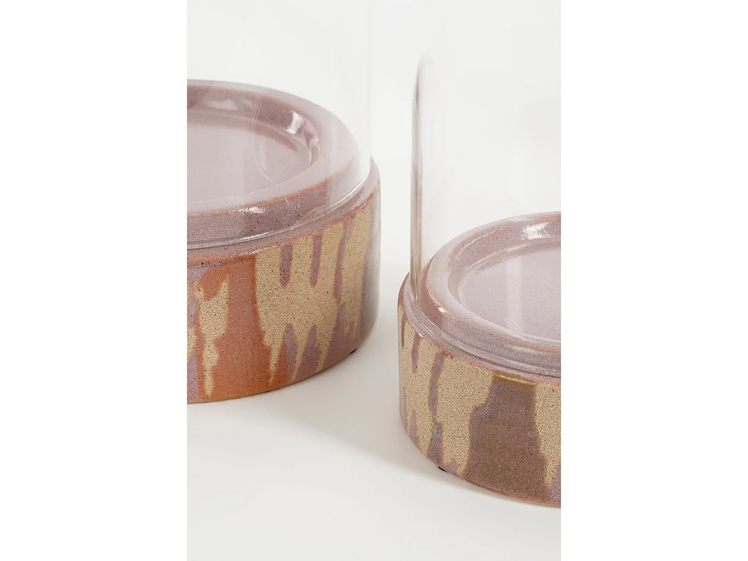 Chandelier en argile etverre - 19 x 19 x 35 - Rose, beige - JAVI