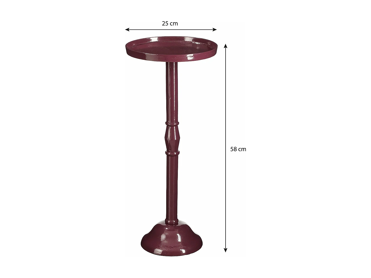Table d'appoint en aluminium recyclé et mdf et mousse - 25 x 25 x 58 - Violet foncé - DUCO