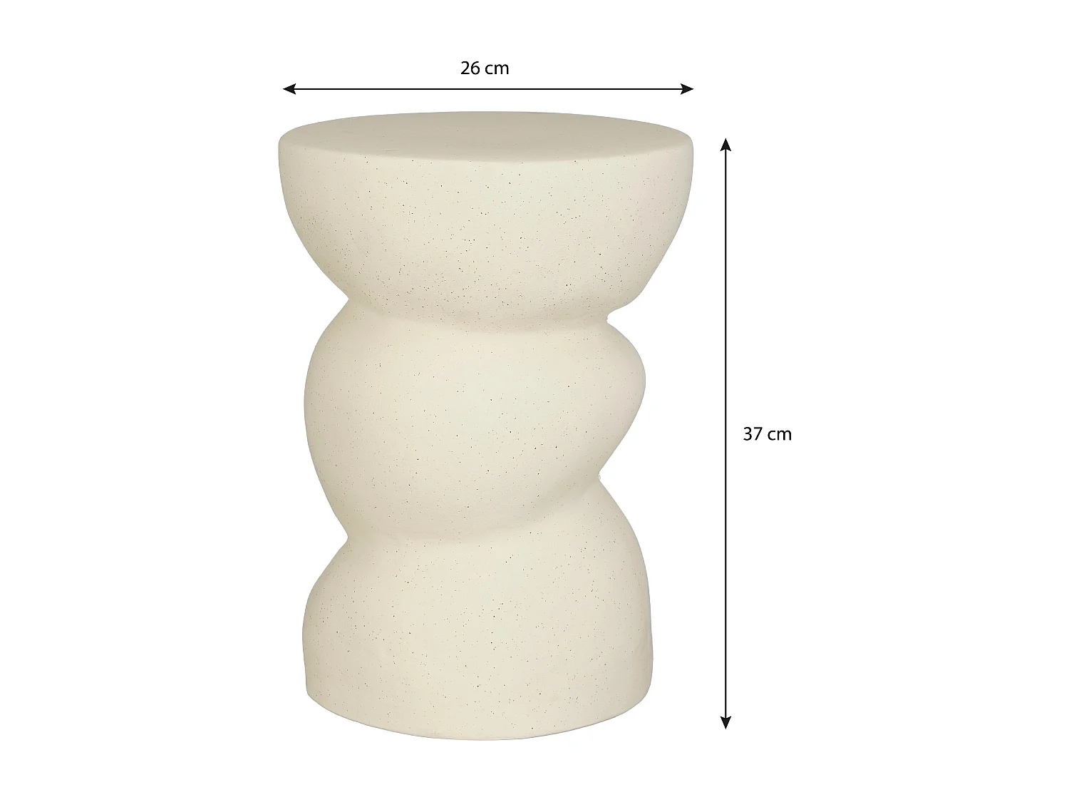 Table d'appoint en argile et émail - 26 x 26 x 37 - Blanc cassé - SCREW