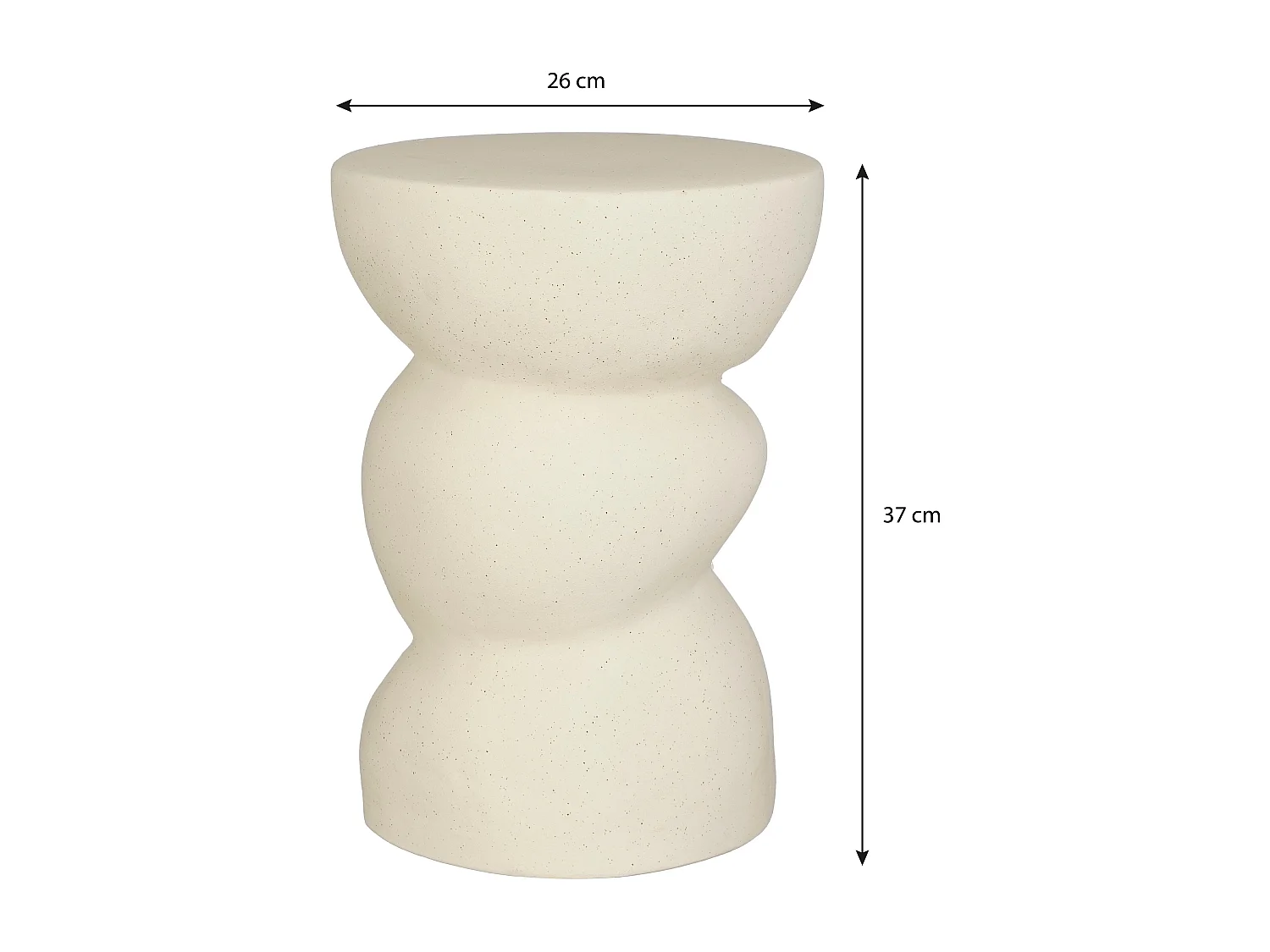 Table d'appoint en argile et émail - 26 x 26 x 37 - Blanc cassé - SCREW
