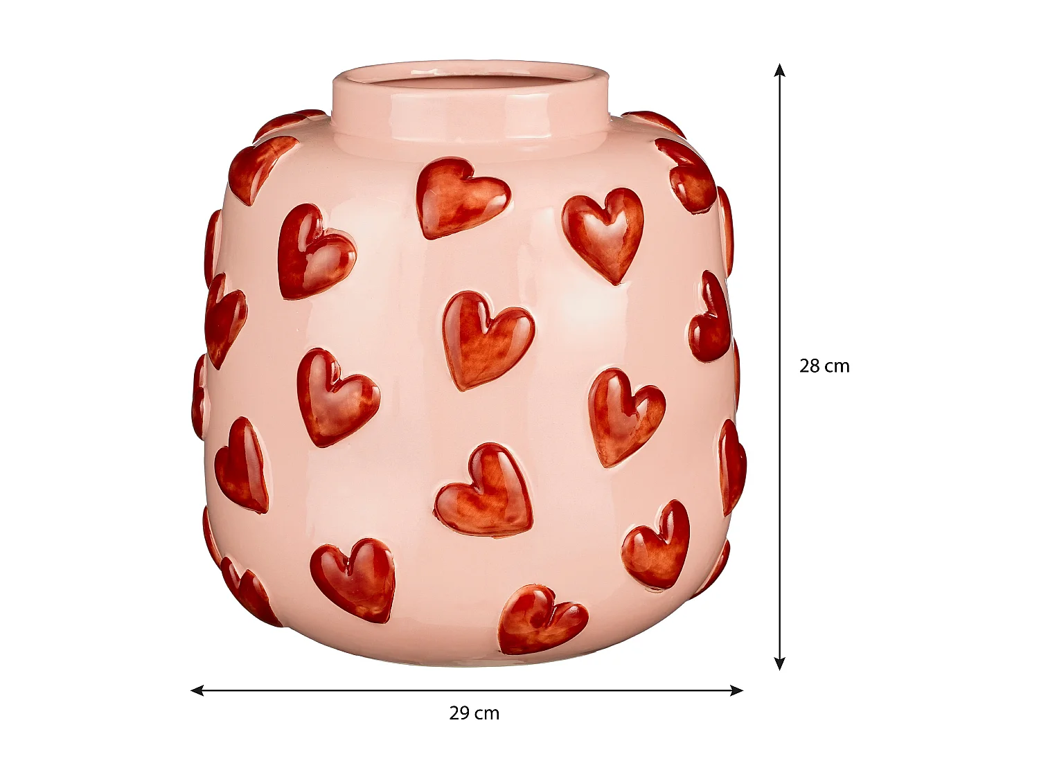 Vaso in  - 29 x 29 x 28 - Rosa, rosso - HEARTS