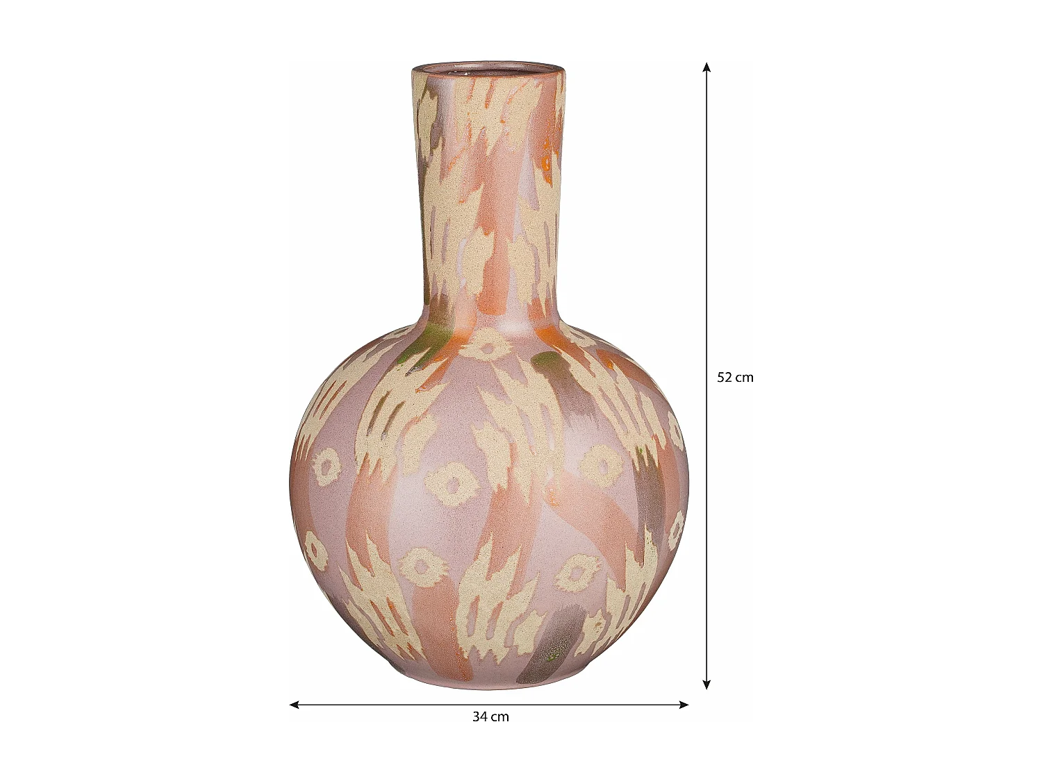 Vaas van klei en glazuur - 52 x 52 x 34 - Roze, beige - JAVI