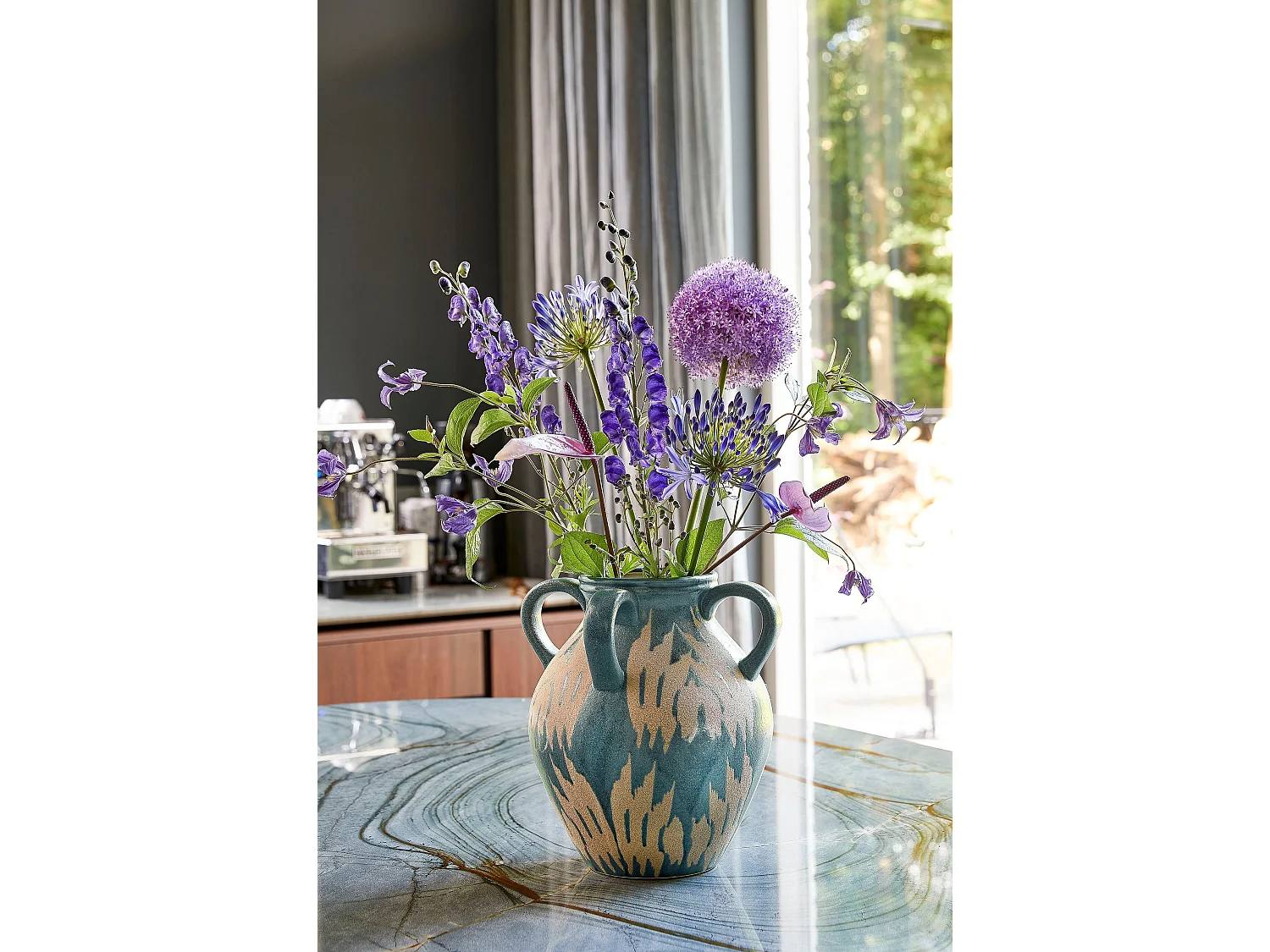 Vase aus Lehm und Glasur - 25 x 24 x 30 - Dunkelblau - CALDO