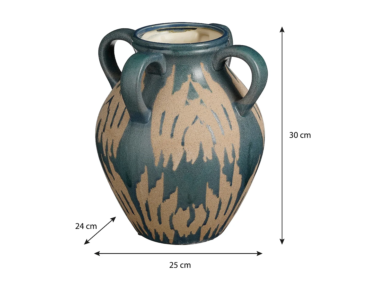 Vase aus Lehm und Glasur - 25 x 24 x 30 - Dunkelblau - CALDO