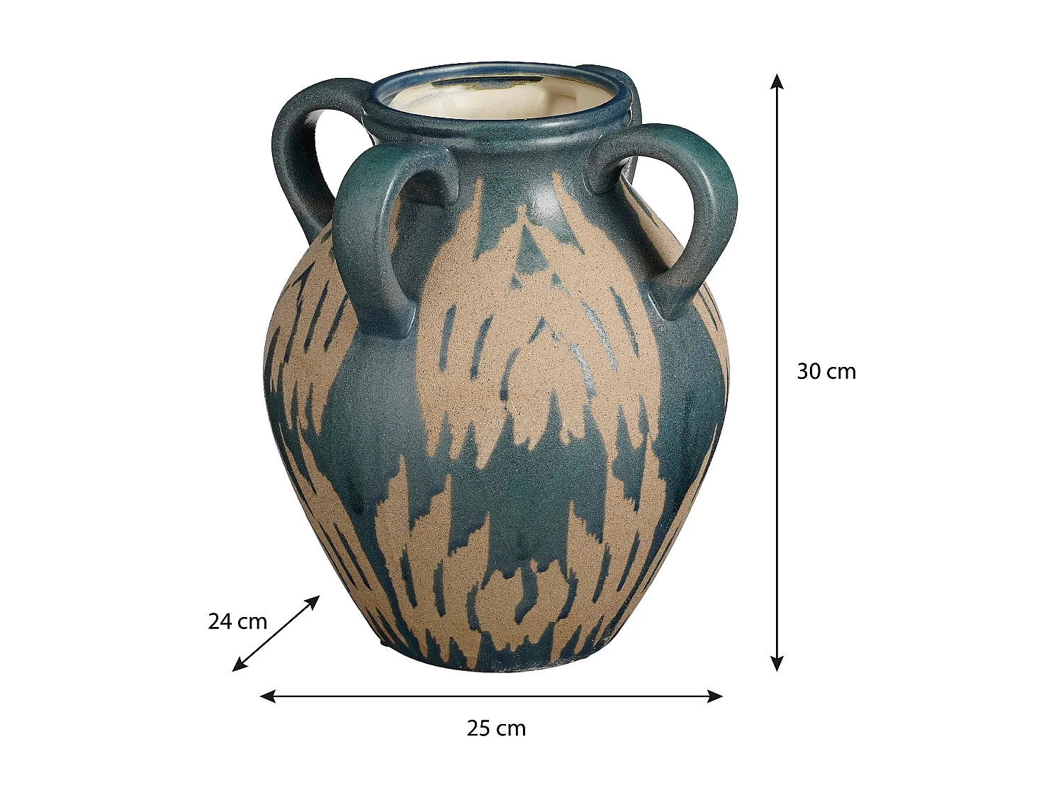 Vase aus Lehm und Glasur - 25 x 24 x 30 - Dunkelblau - CALDO