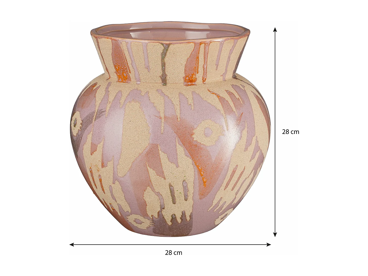 Vase en argile et émail - 28 x 28 x 28 - Rose, beige - JAVI