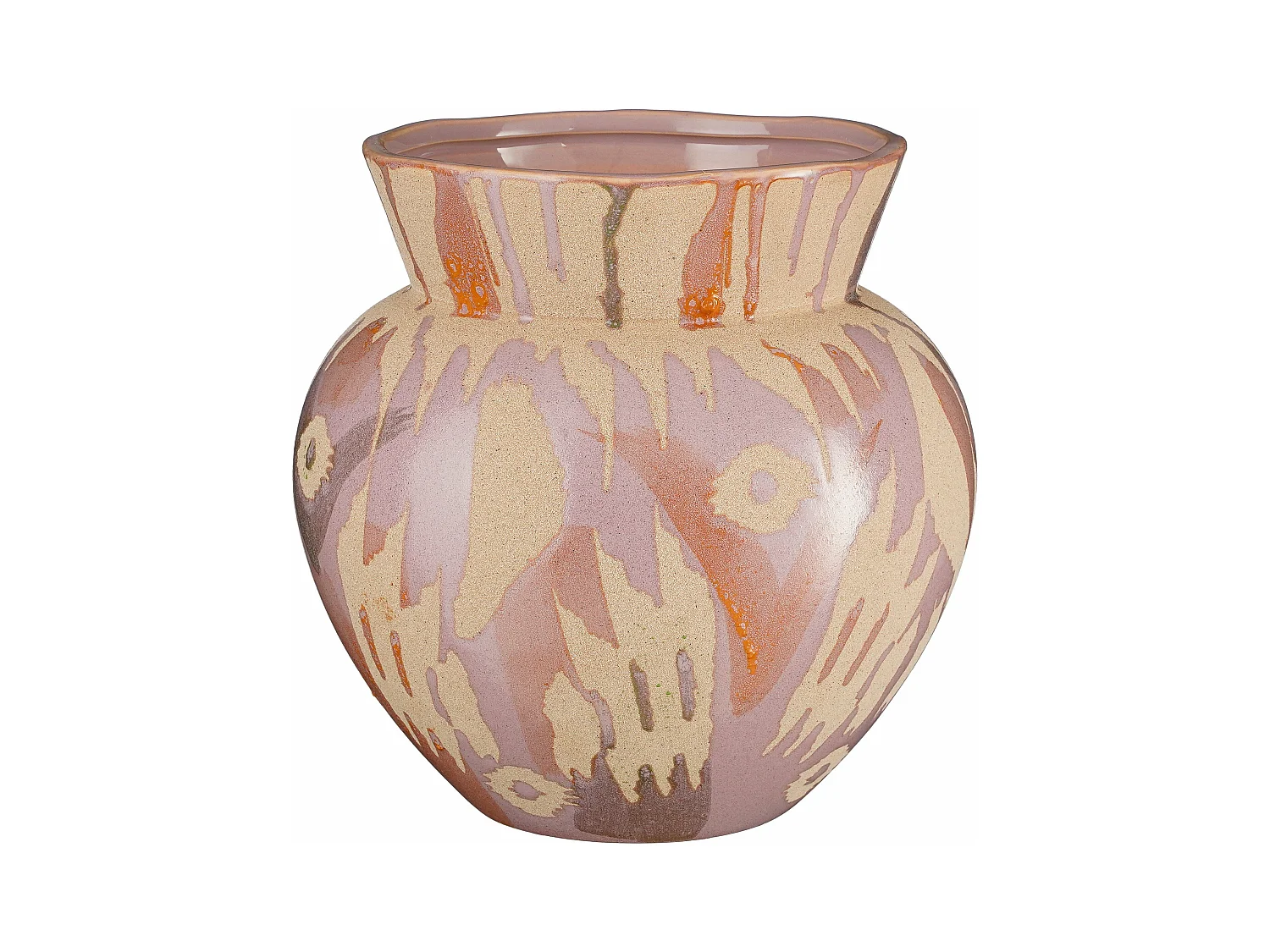 Vase en argile et émail - 28 x 28 x 28 - Rose, beige - JAVI