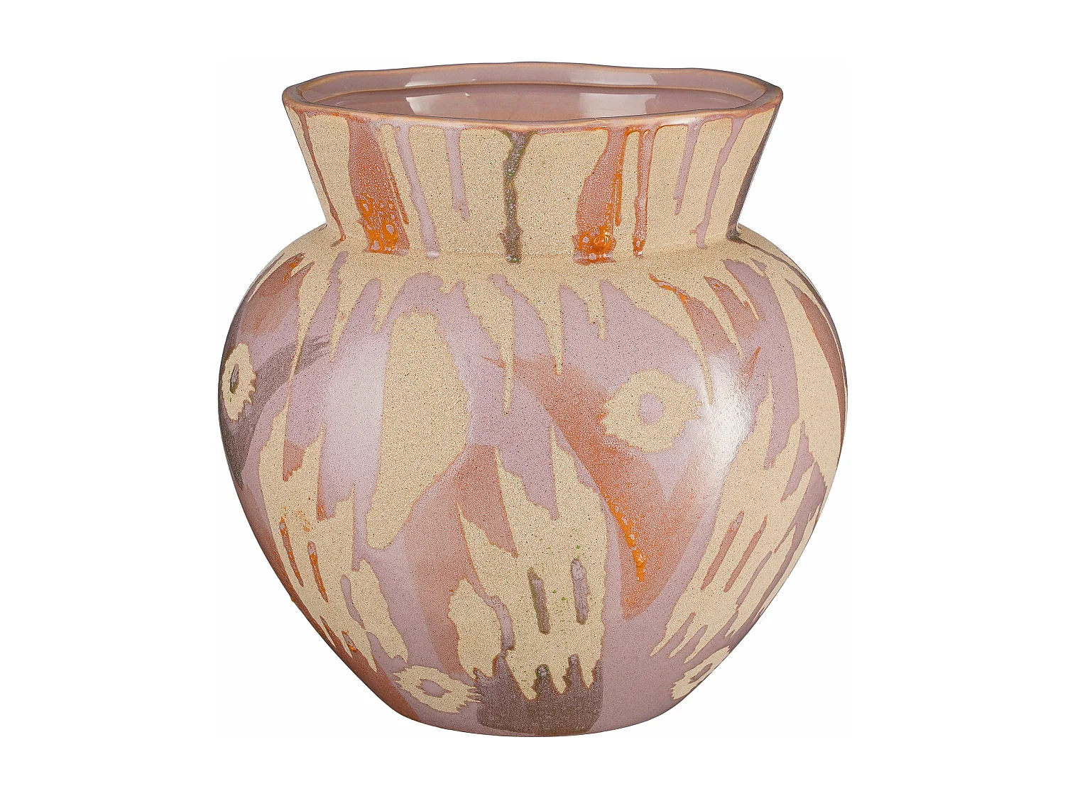 Vase en argile et émail - 28 x 28 x 28 - Rose, beige - JAVI
