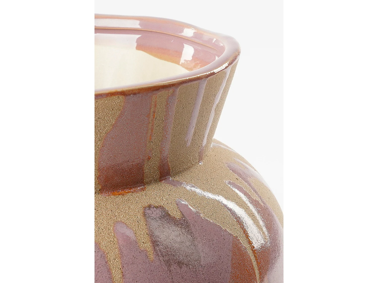 Vase en argile et émail - 28 x 28 x 28 - Rose, beige - JAVI