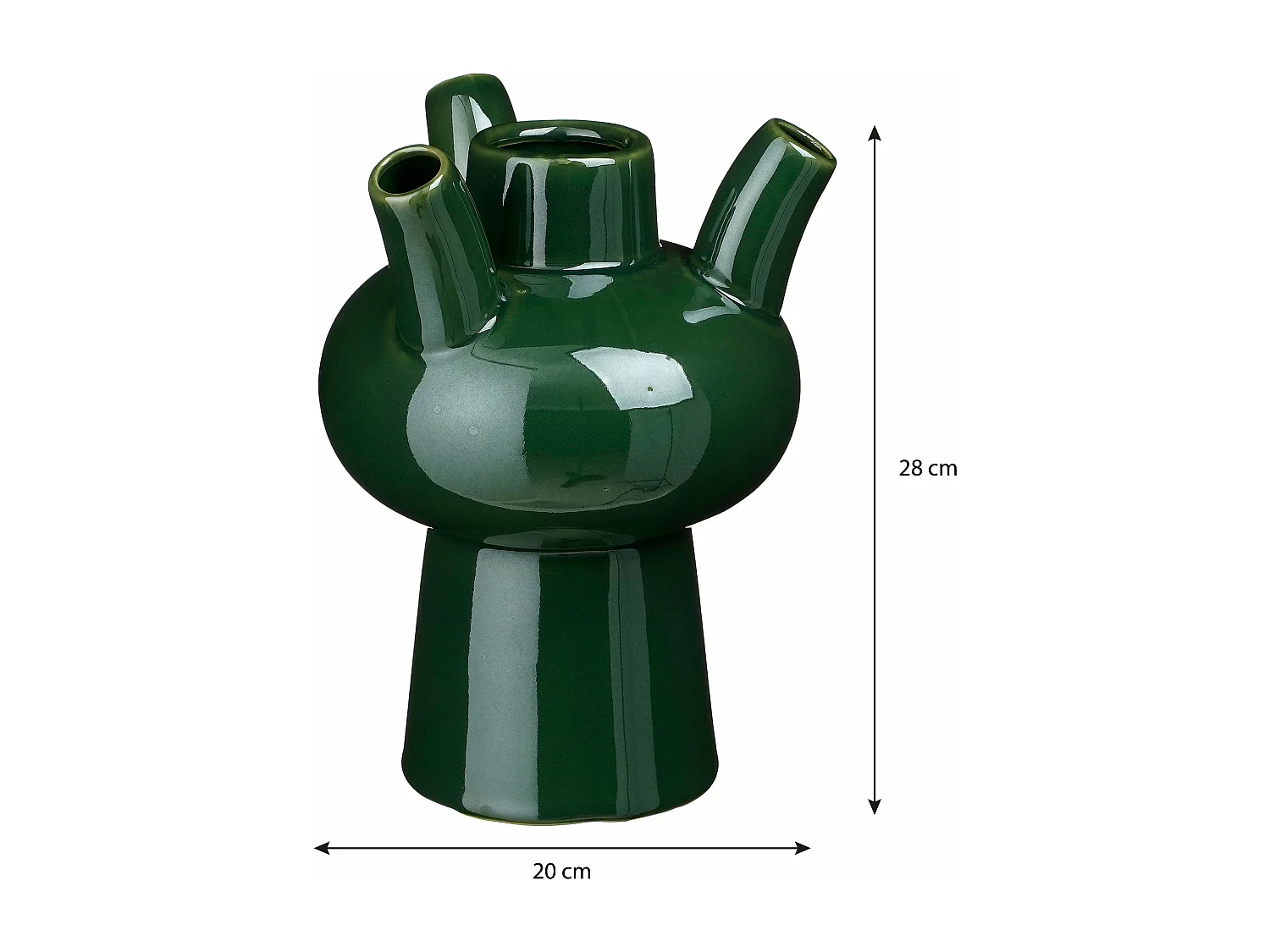 Jarrón de 9 Arcilla y  Esmalte - 20 x 20 x 28 - Verde - MARLIJN