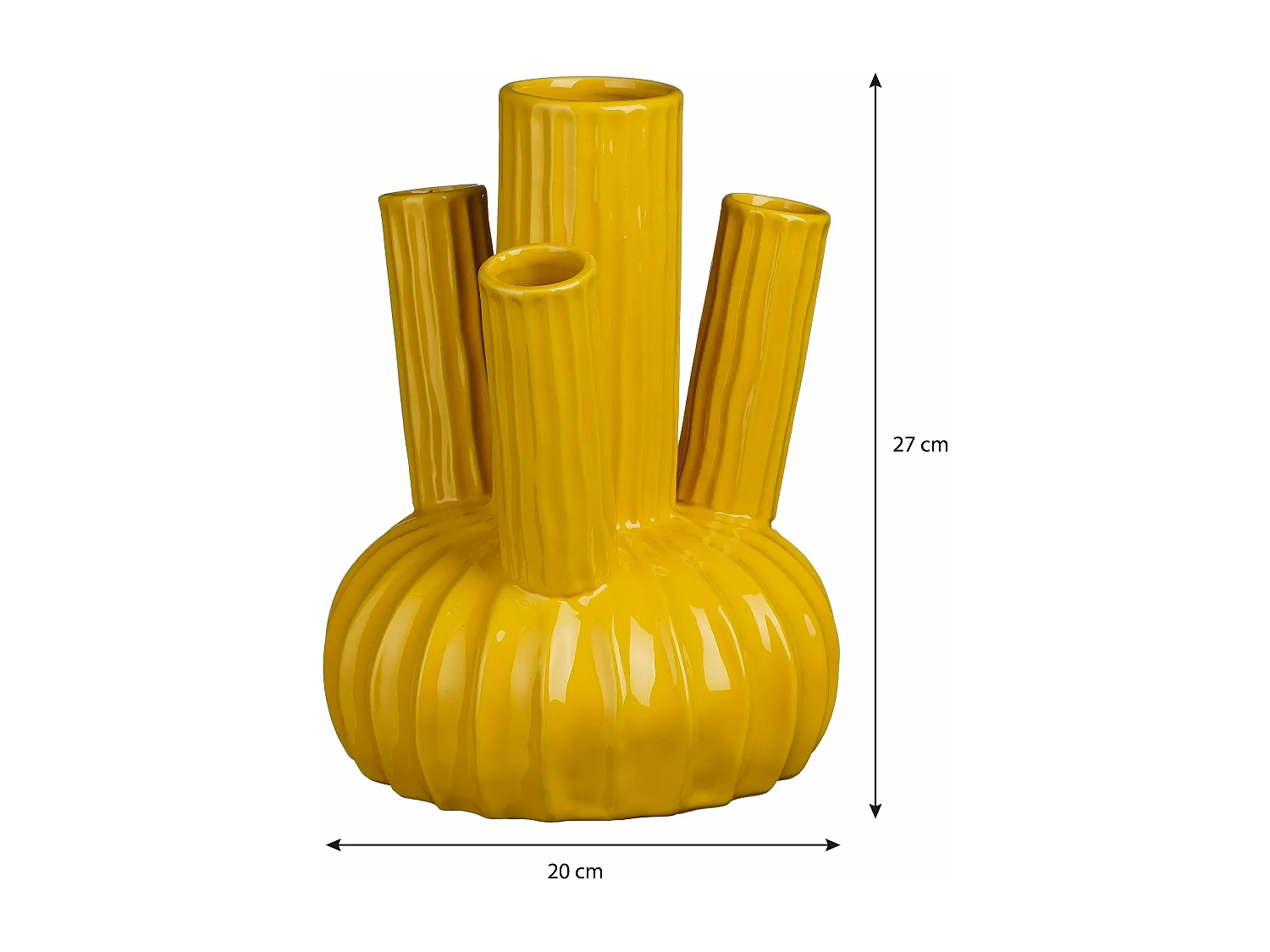 Vase en argile et émail - 20 x 20 x 27 - Jaune - FELIPE
