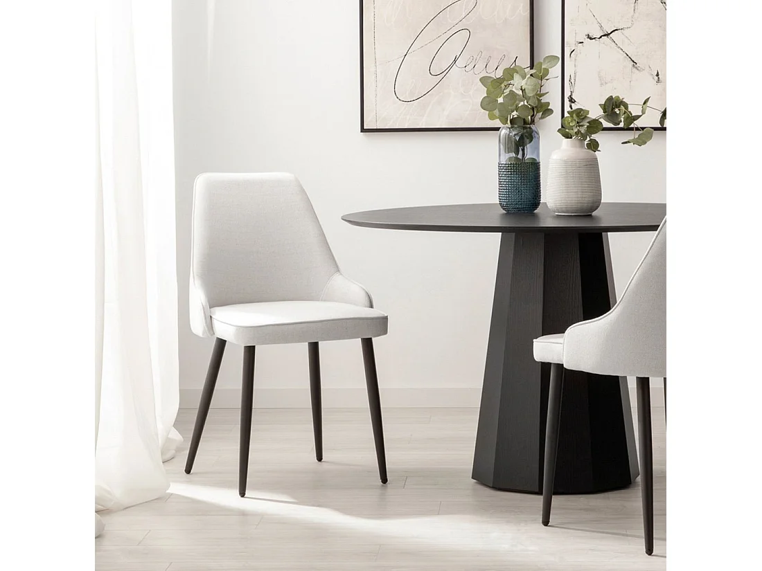 Chaise de salle à manger en tissu gris 52x87 cm-Nika