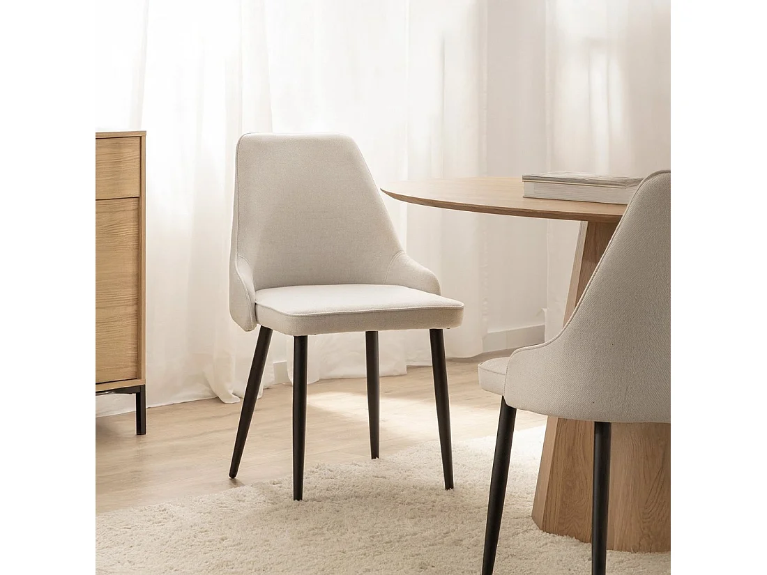Silla de comedor de Tela Beige 87 x 52- Nika