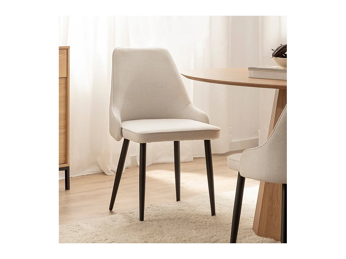 Chaise de salle à manger en tissu beige 52x87 cm-Nika