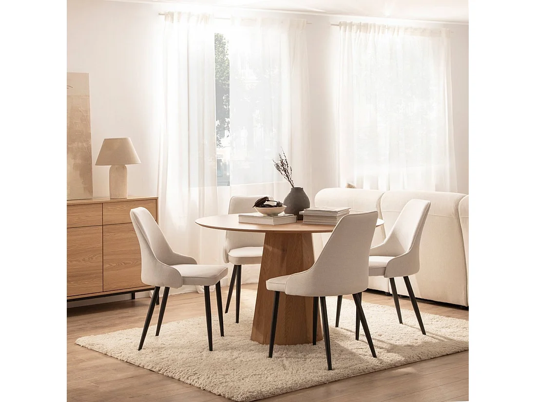 Chaise de salle à manger en tissu beige 52x87 cm-Nika