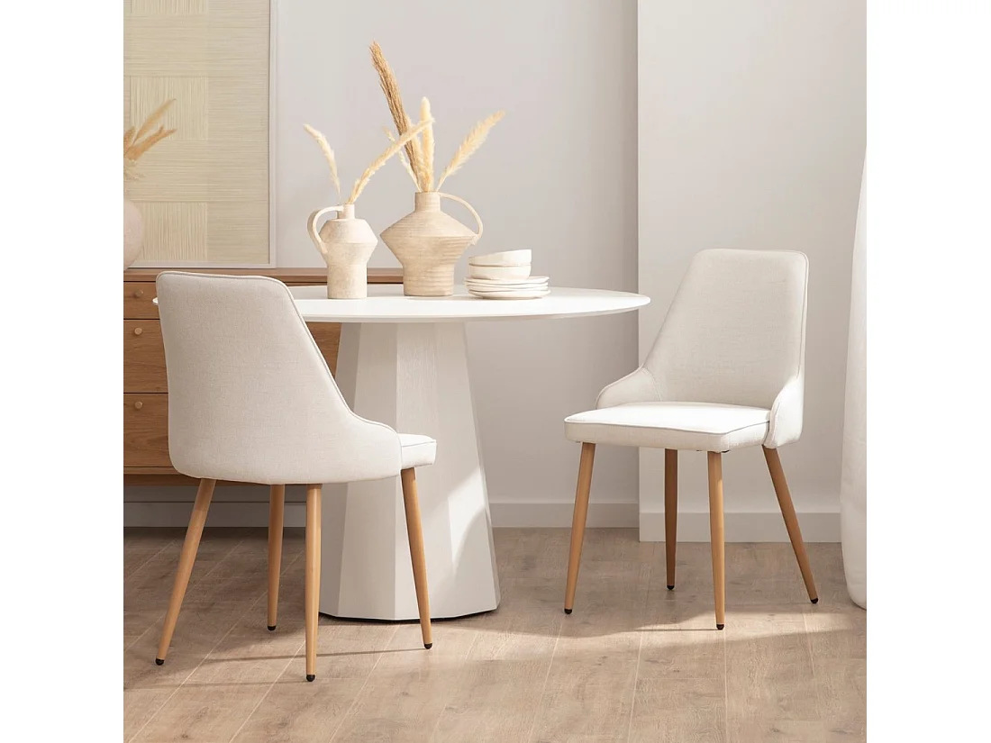Chaise de salle à manger en tissu beige 52x87 cm-Nika