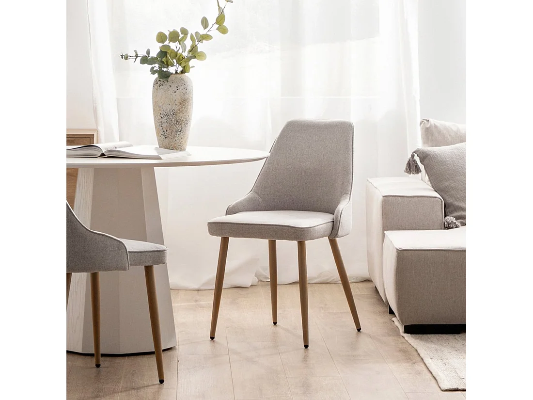 Chaise de salle à manger en tissu gris 52x87 cm-Nika