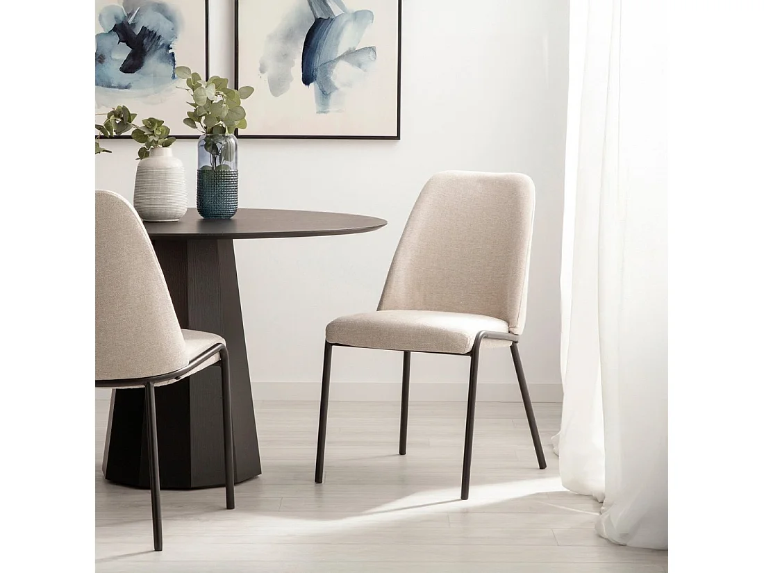 Silla de comedor de Tela Beige 88 x 50- Deli