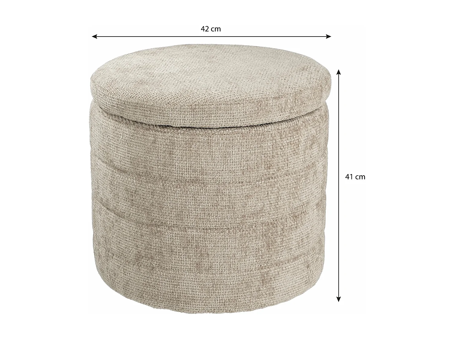 Opbergpoef van hout en schuim en polyester - 42 x 42 x 41 - Lichtgrijs -