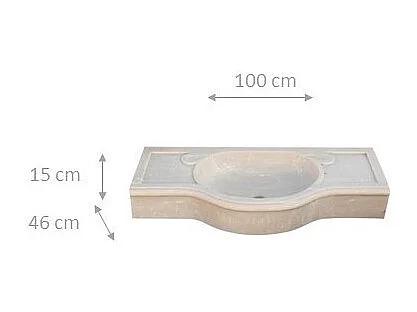 Vasque à Poser ÉTERNEL - Vasque en Marbre Blanc - Lavabo 100x46x15 cm