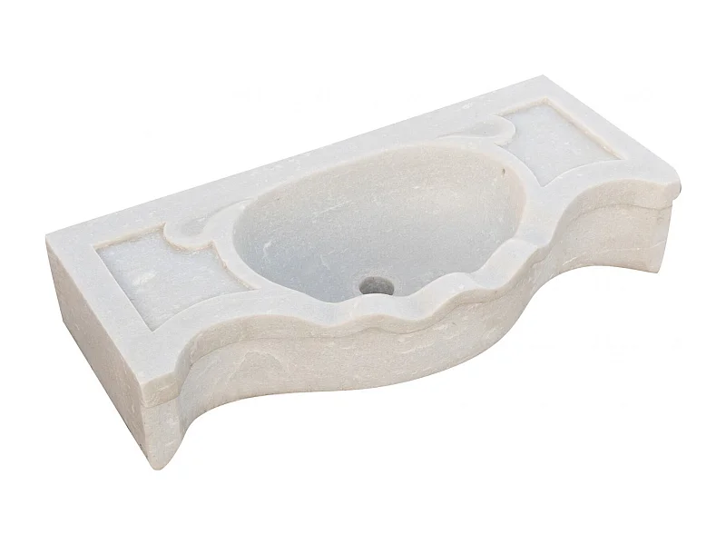 Vasque à Poser ÉCLAT - Vasque en Marbre Blanc - Lavabo 70x33x17cm