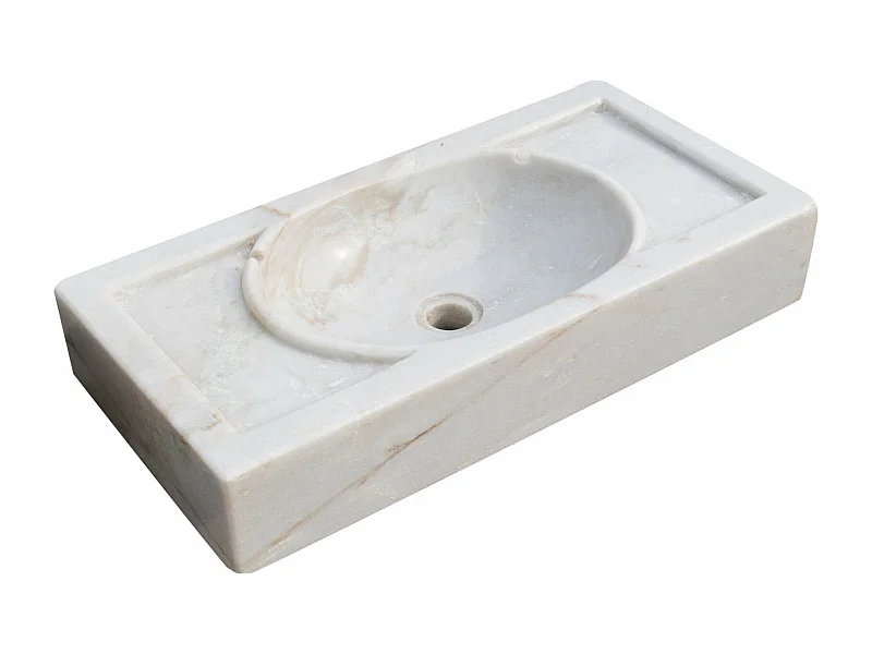 Vasque à Poser HARMONIE - Vasque en Marbre Blanc - Lavabo 69 x 12 x 35 cm