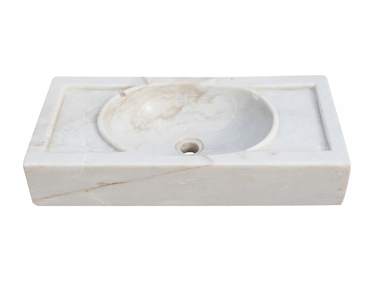 Vasque à Poser HARMONIE - Vasque en Marbre Blanc - Lavabo 69 x 12 x 35 cm