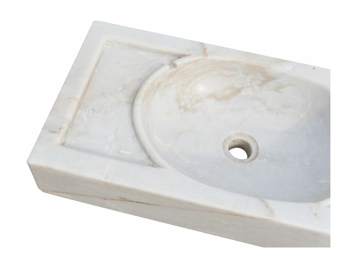 Vasque à Poser HARMONIE - Vasque en Marbre Blanc - Lavabo 69 x 12 x 35 cm