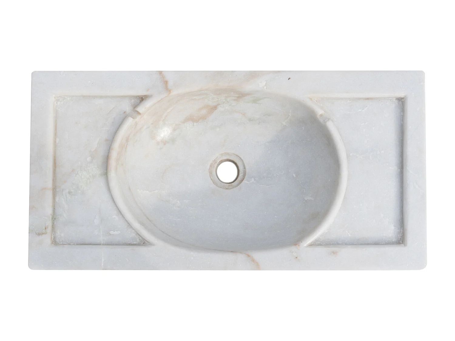 Vasque à Poser HARMONIE - Vasque en Marbre Blanc - Lavabo 69 x 12 x 35 cm