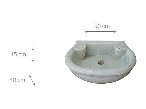 Vasque à Poser AURA - Vasque en Marbre Blanc - Lavabo 50 x 40 x 15 cm