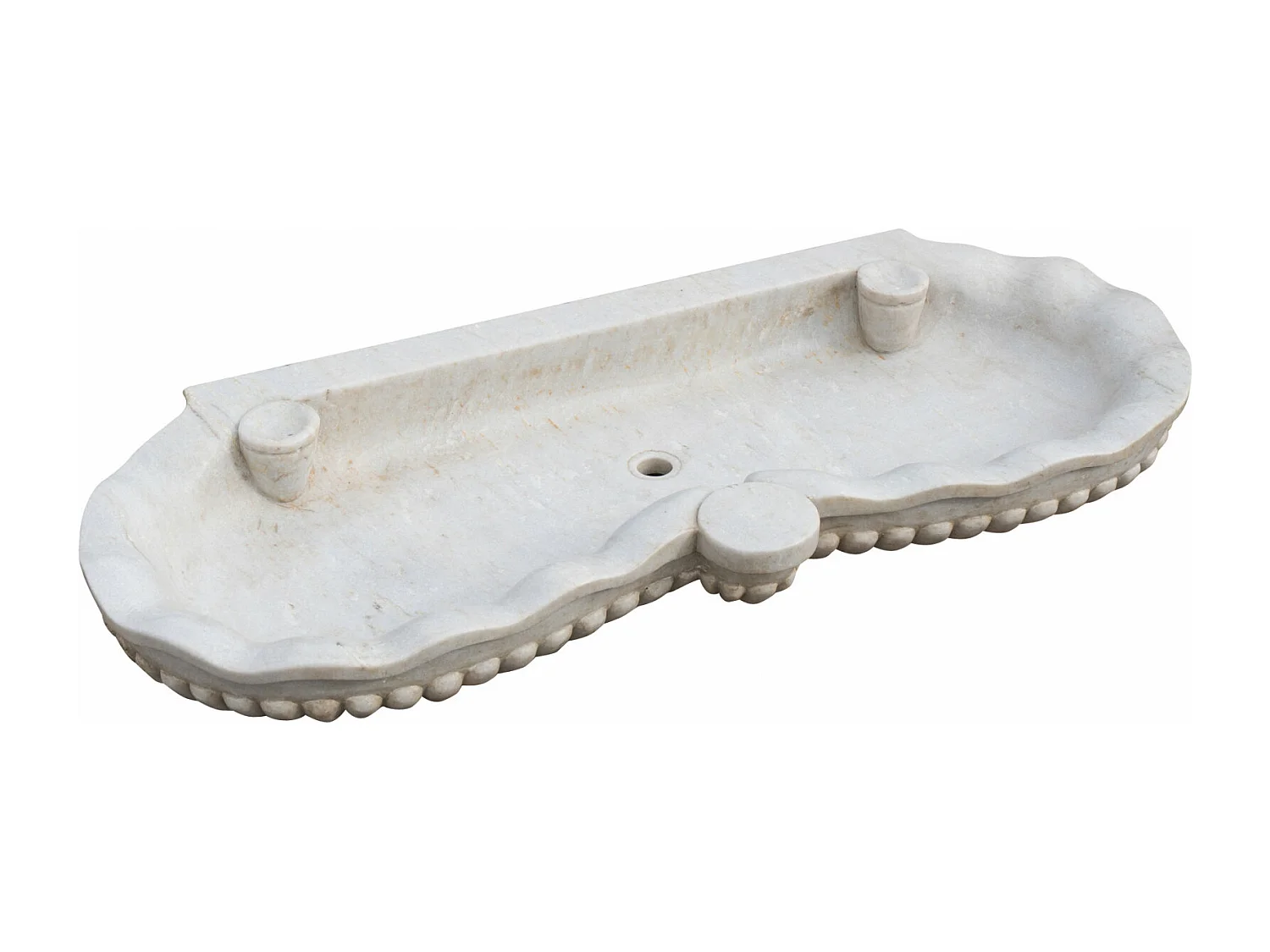 Vasque à Poser SÉRÉNITÉ - Vasque en marbre blanc - Lavabo 120 x 56 x 15 cm