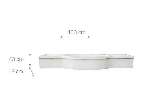 Vasque à Poser PURETÉ  - Vasque en Marbre Blanc - Lavabo 133 x 43 x 18 cm