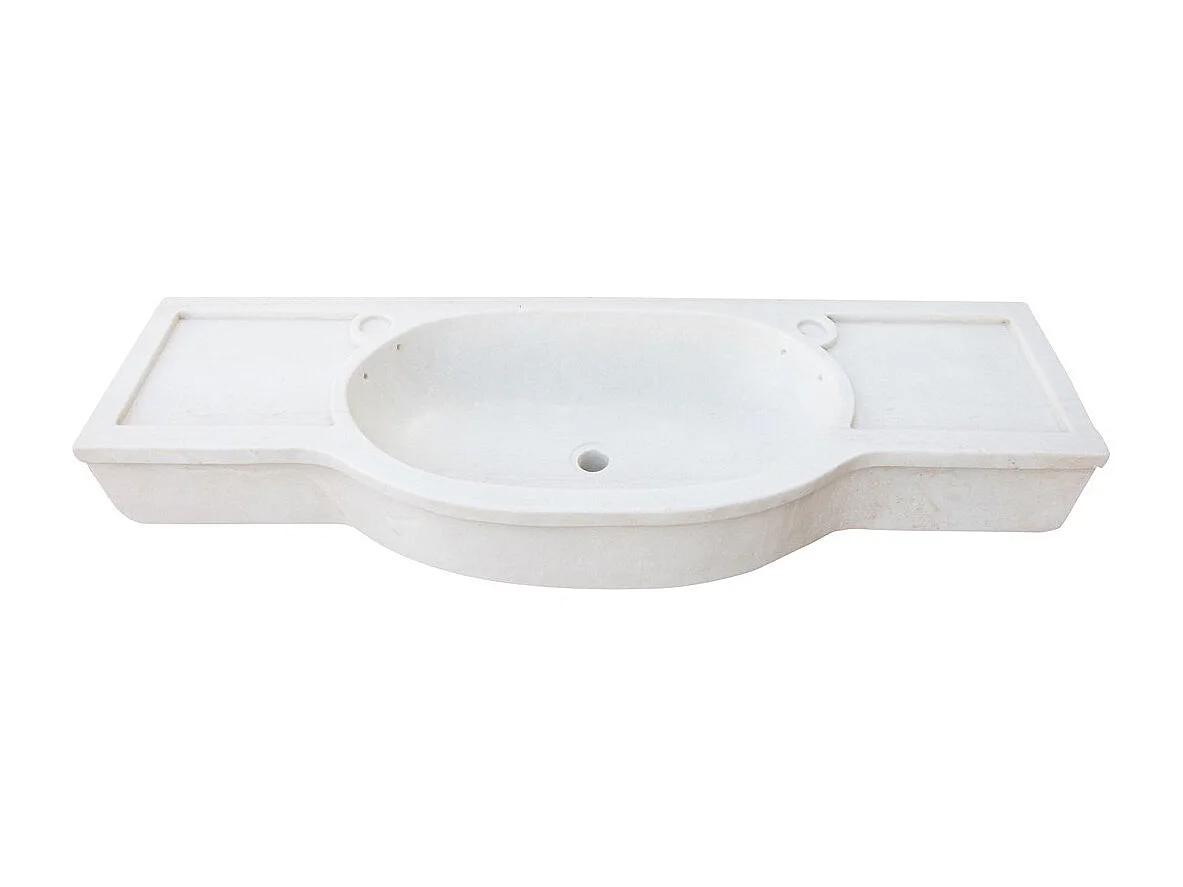 Vasque à Poser PURETÉ  - Vasque en Marbre Blanc - Lavabo 133 x 43 x 18 cm