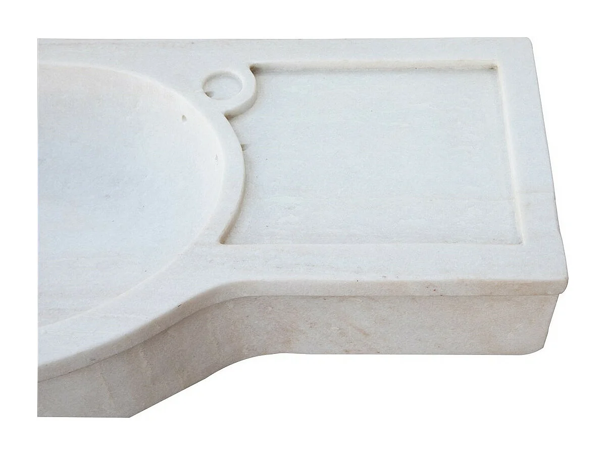 Vasque à Poser PURETÉ  - Vasque en Marbre Blanc - Lavabo 133 x 43 x 18 cm